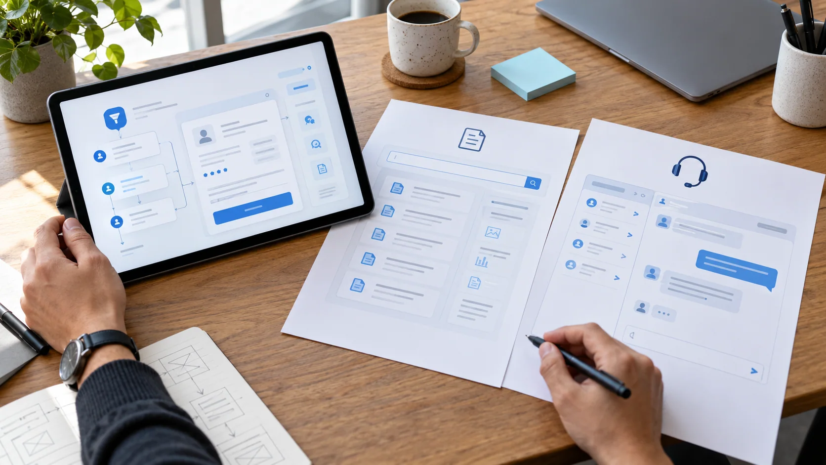 Three practical AI application concepts for lead qualification, knowledge search, and customer support