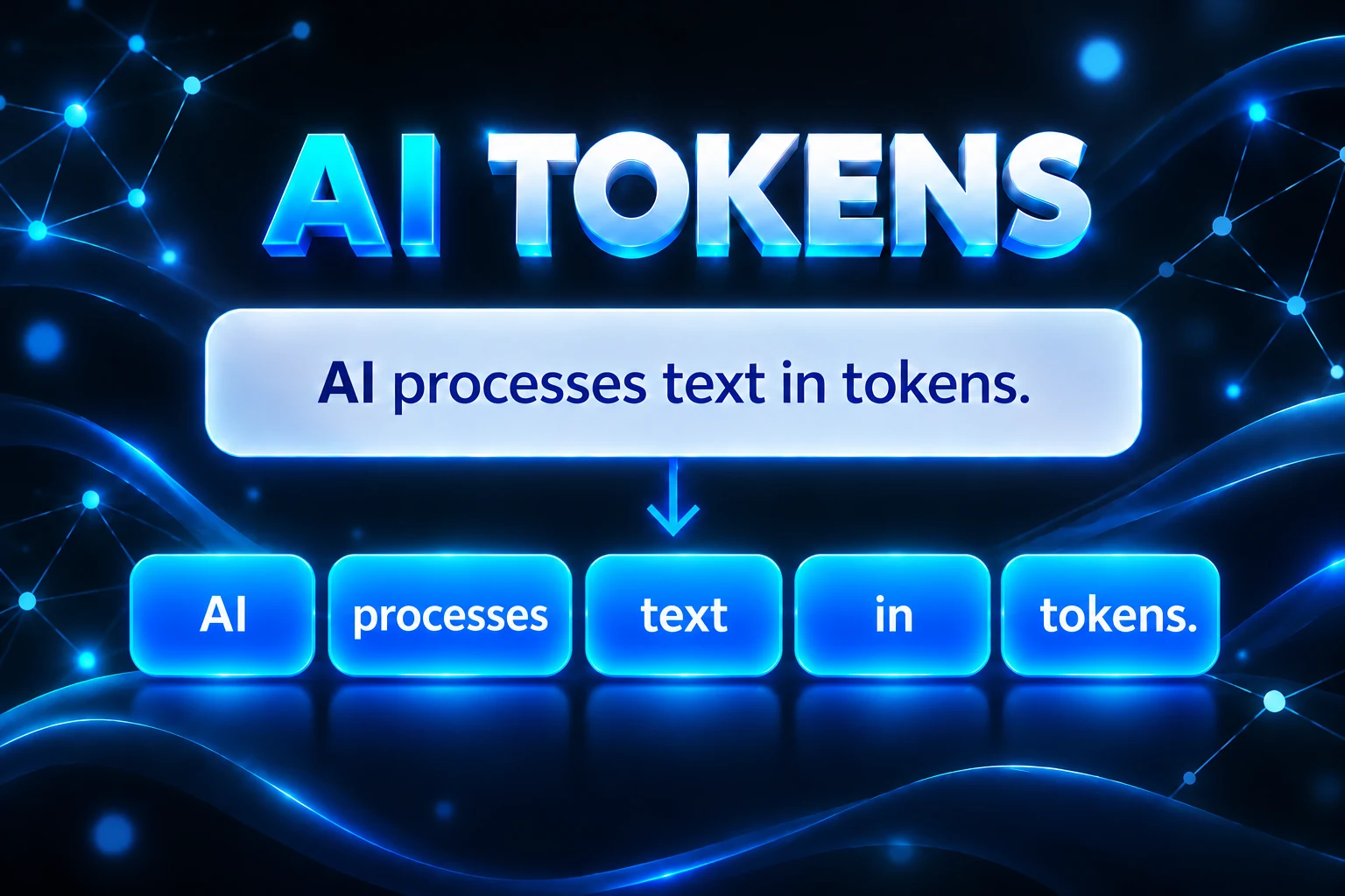Infographic showing a short sentence divided into illustrative AI token pieces