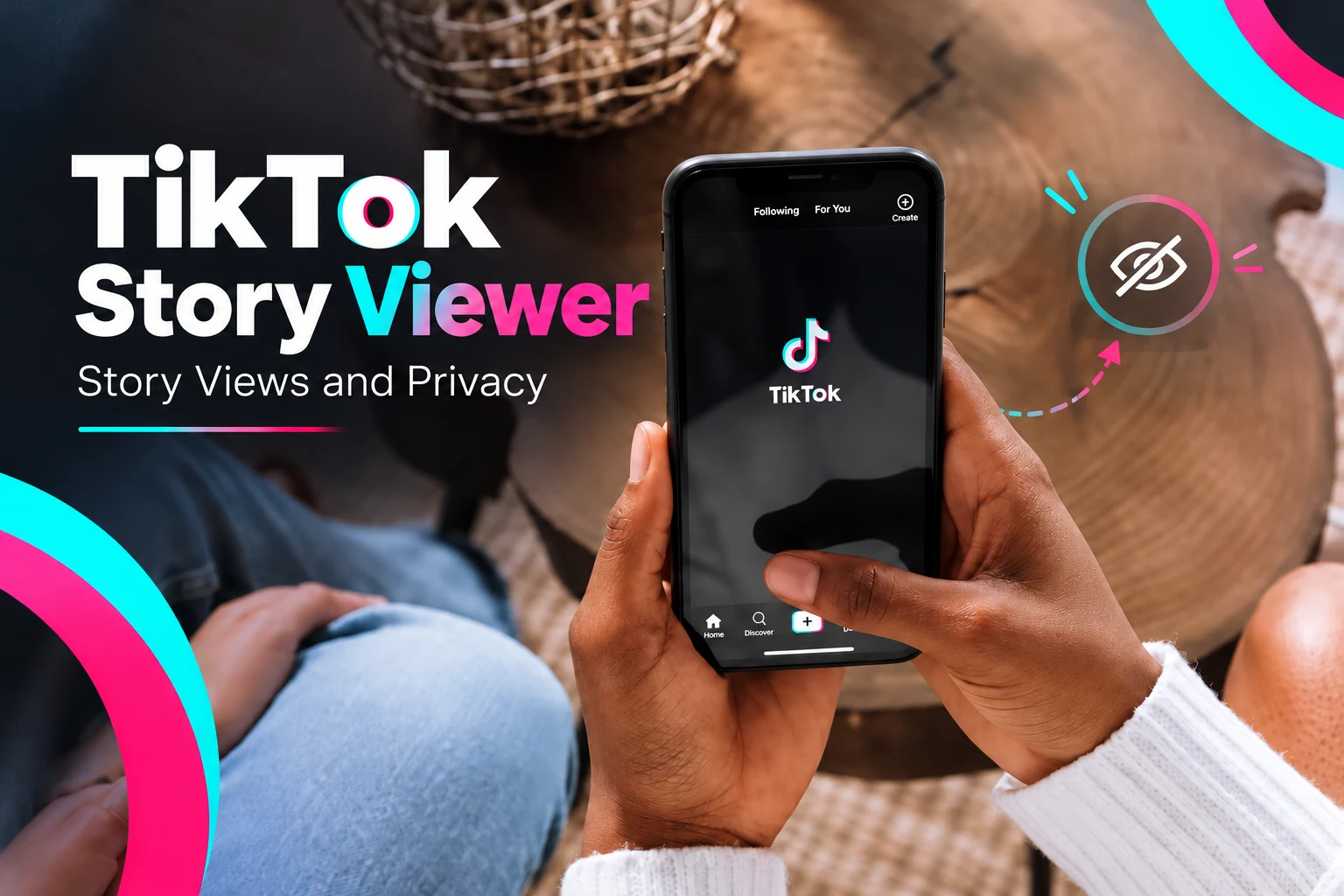 TikTok Story Viewer cover with a phone and a Story views and privacy subtitle