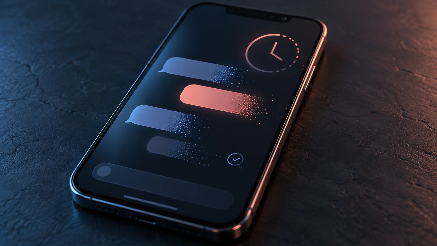 Illustration of temporary chat bubbles fading from a smartphone screen